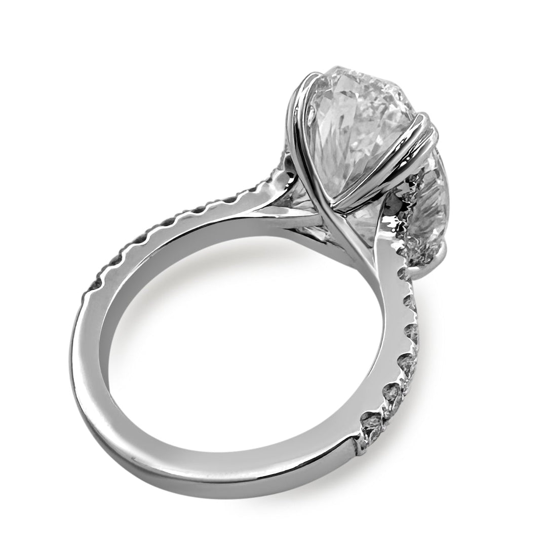 IGI Graded 10.10ct Oval with Round Brilliants Lab-Grown Diamond Engagement Ring in 14k White Gold