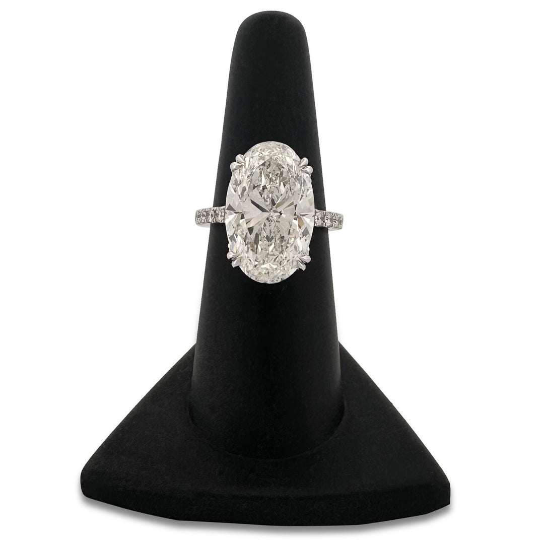 IGI Graded 10.10ct Oval with Round Brilliants Lab-Grown Diamond Engagement Ring in 14k White Gold