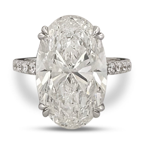 IGI Graded 10.10ct Oval with Round Brilliants Lab-Grown Diamond Engagement Ring in 14k White Gold