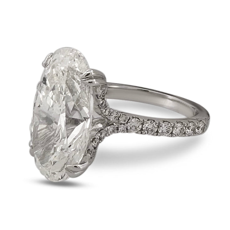 IGI Graded 10.10ct Oval with Round Brilliants Lab-Grown Diamond Engagement Ring in 14k White Gold