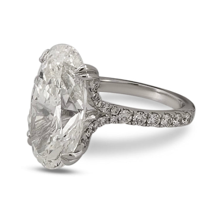 IGI Graded 10.10ct Oval with Round Brilliants Lab-Grown Diamond Engagement Ring in 14k White Gold