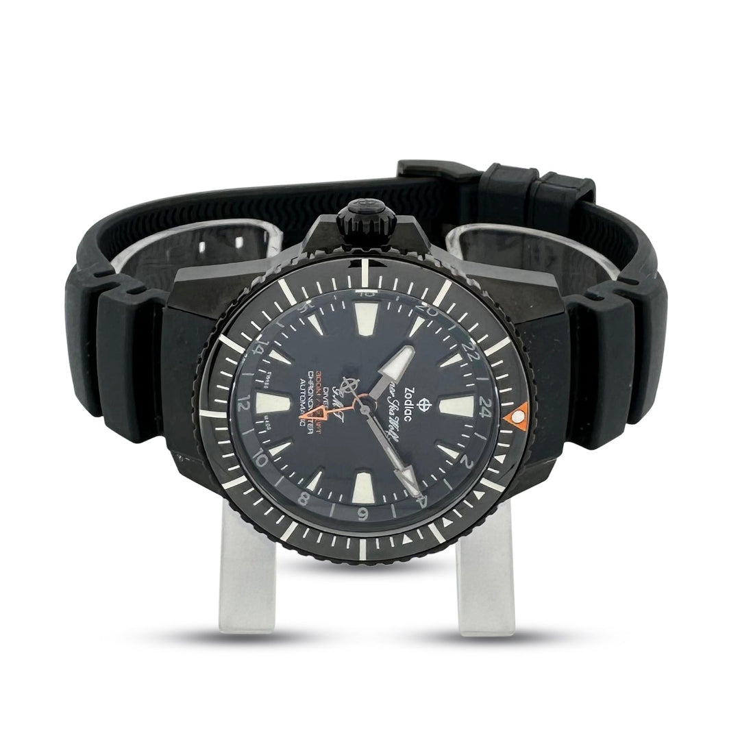 Zodiac Super Sea Wolf GMT 42mm Stainless Steel with Rubber Strap Watch with Box & Papers