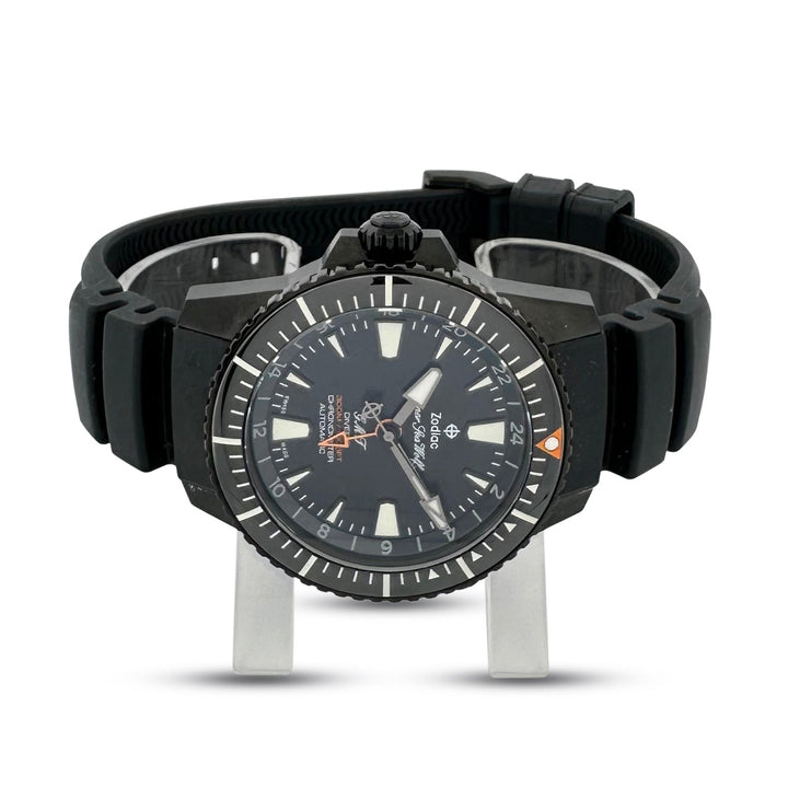 Zodiac Super Sea Wolf GMT 42mm Stainless Steel with Rubber Strap Watch with Box & Papers