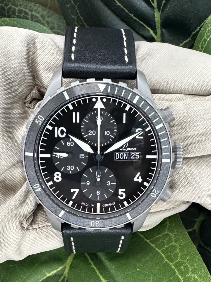 Laco Kiel Sport Automatic 43mm Stainless Steel Leather Strap Watch with Box & Papers