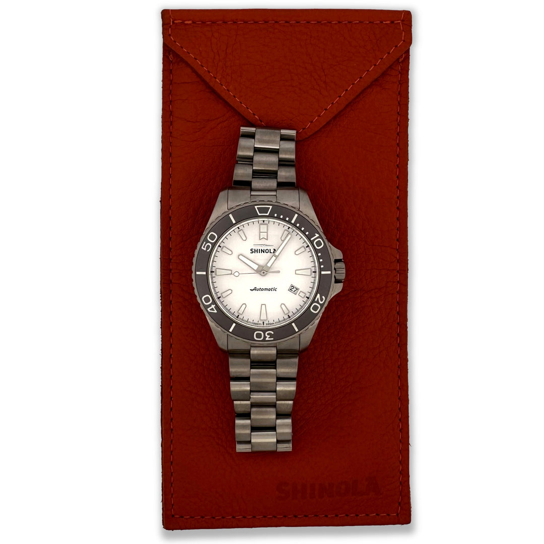 Shinola Ice Monster 43mm Titanium Bracelet Watch with Pouch