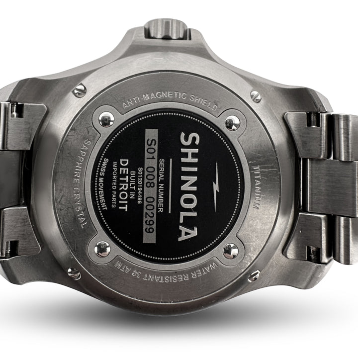 Shinola Ice Monster 43mm Titanium Bracelet Watch with Pouch