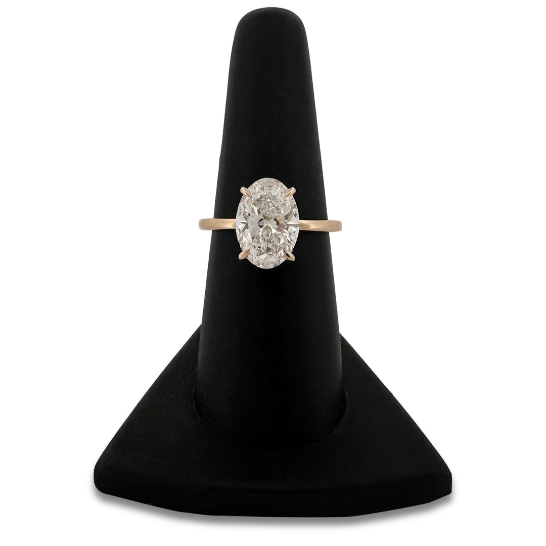 IGI Graded 3.11ct Oval with Round Brilliant Lab-Grown Diamond Hidden Halo Engagement Ring in 14k Yellow Gold