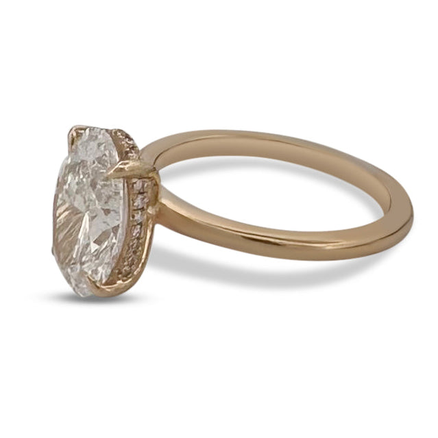 IGI Graded 3.11ct Oval with Round Brilliant Lab-Grown Diamond Hidden Halo Engagement Ring in 14k Yellow Gold