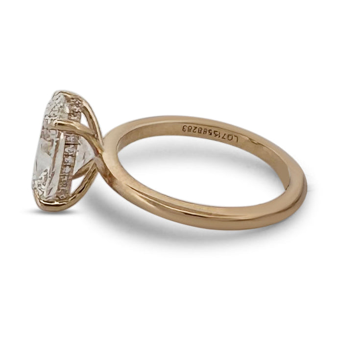 IGI Graded 3.11ct Oval with Round Brilliant Lab-Grown Diamond Hidden Halo Engagement Ring in 14k Yellow Gold