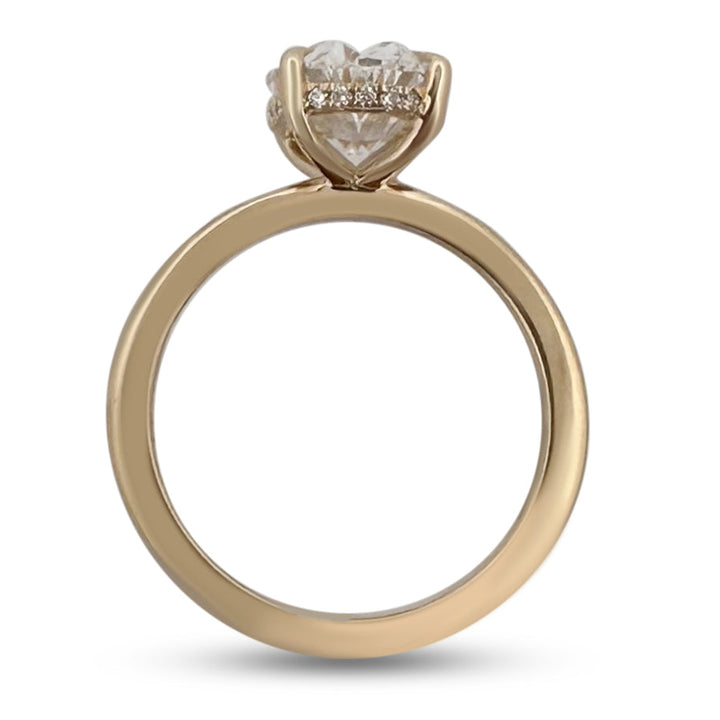 IGI Graded 3.11ct Oval with Round Brilliant Lab-Grown Diamond Hidden Halo Engagement Ring in 14k Yellow Gold