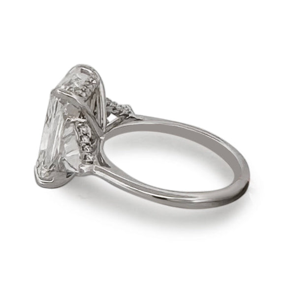 IGI Graded 6.24ct Radiant Cut with Trilliants & Hidden Halos Lab-Grown Diamond Engagement Ring in 14k White Gold