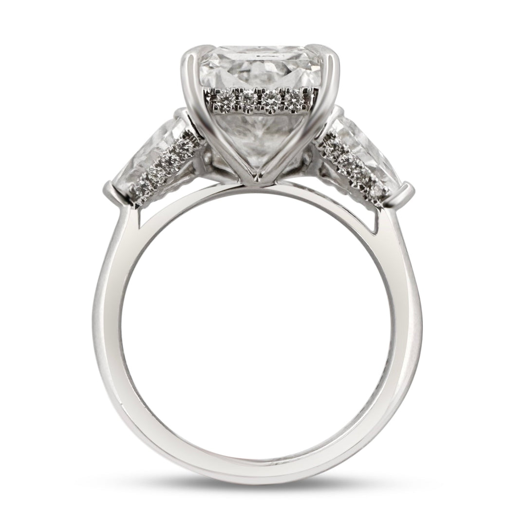 IGI Graded 6.24ct Radiant Cut with Trilliants & Hidden Halos Lab-Grown Diamond Engagement Ring in 14k White Gold
