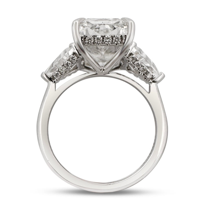 IGI Graded 6.24ct Radiant Cut with Trilliants & Hidden Halos Lab-Grown Diamond Engagement Ring in 14k White Gold