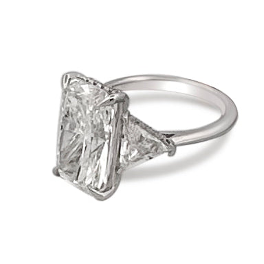 IGI Graded 6.24ct Radiant Cut with Trilliants & Hidden Halos Lab-Grown Diamond Engagement Ring in 14k White Gold