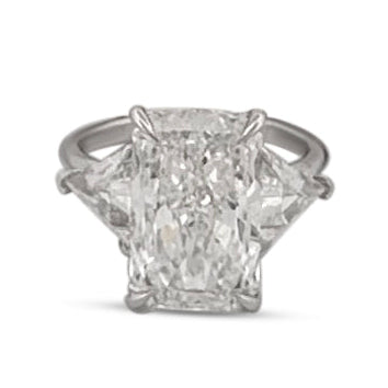 IGI Graded 6.24ct Radiant Cut with Trilliants & Hidden Halos Lab-Grown Diamond Engagement Ring in 14k White Gold