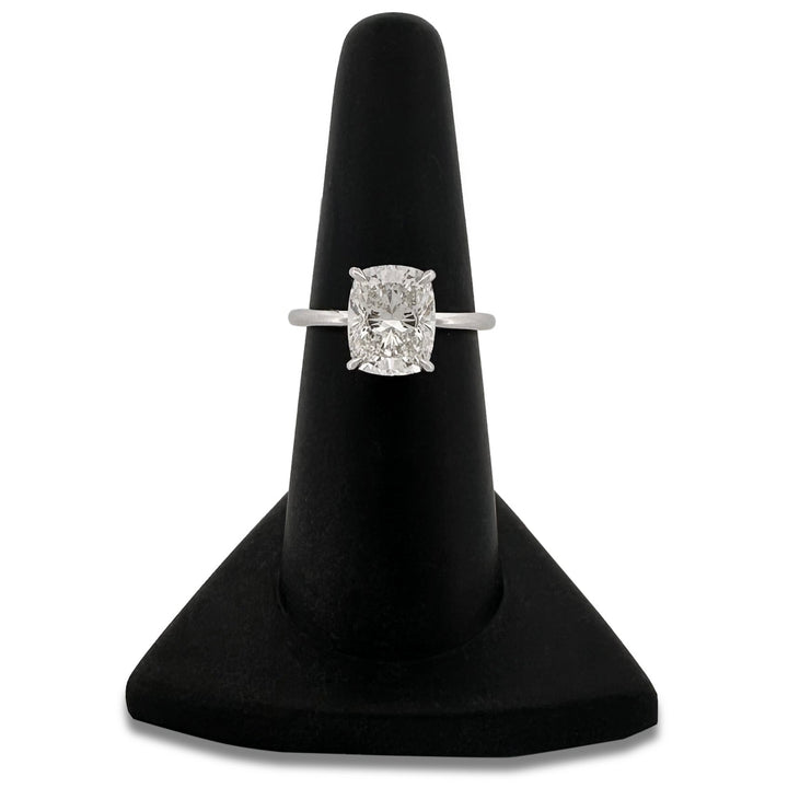 IGI Graded 3.01ct Cushion Cut Lab-Grown Diamond Solitaire Engagement Ring in 14k White Gold