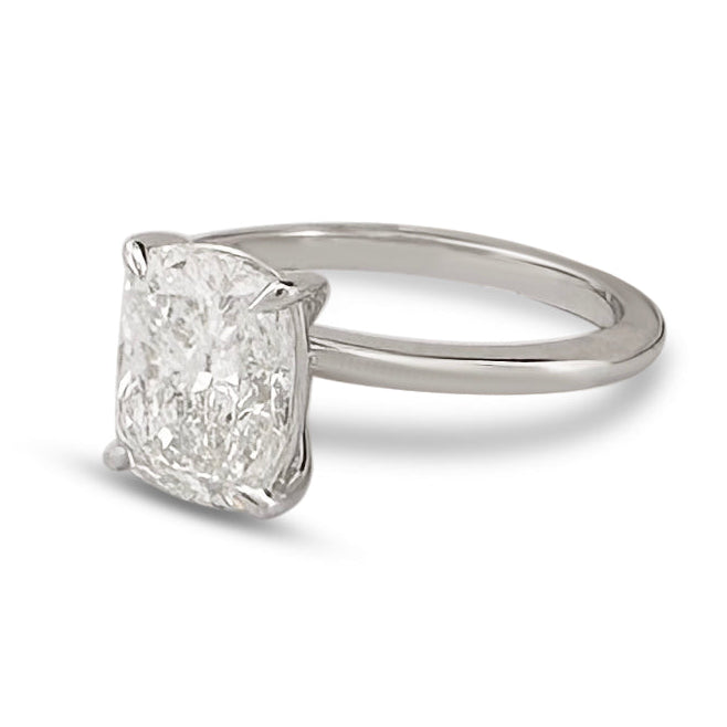 IGI Graded 3.01ct Cushion Cut Lab-Grown Diamond Solitaire Engagement Ring in 14k White Gold