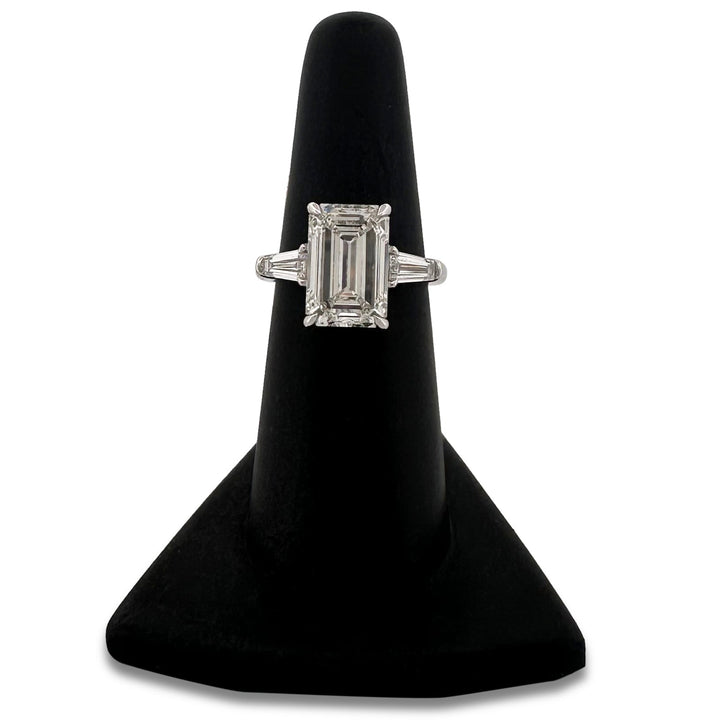 IGI Graded 5.07ct Emerald Cut & Tapered Baguette Cut Lab-Grown Diamond 3-Stone Engagement Ring 14k White Gold