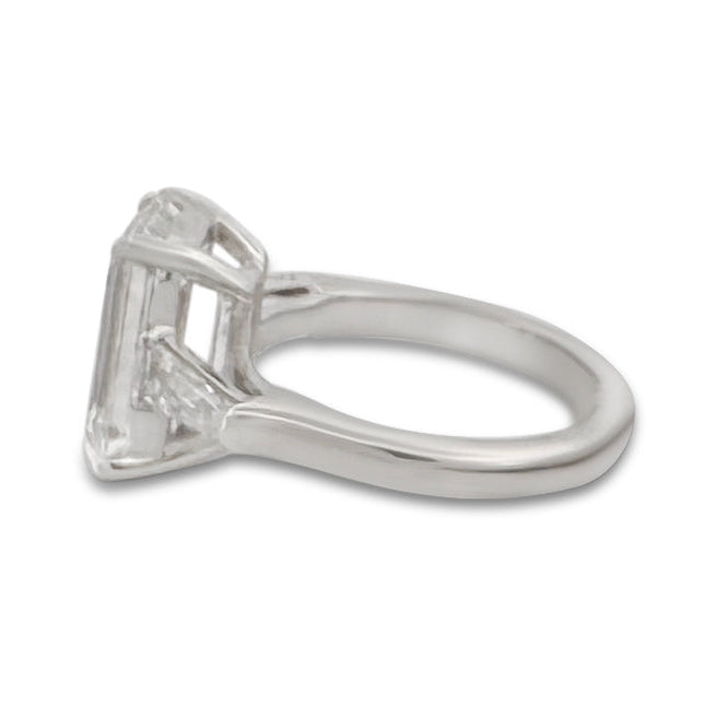 IGI Graded 5.07ct Emerald Cut & Tapered Baguette Cut Lab-Grown Diamond 3-Stone Engagement Ring 14k White Gold