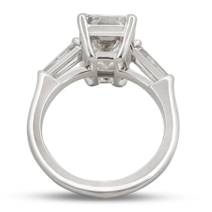 IGI Graded 5.07ct Emerald Cut & Tapered Baguette Cut Lab-Grown Diamond 3-Stone Engagement Ring 14k White Gold