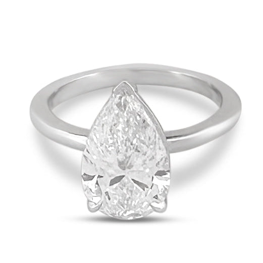 IGI Graded 3ct Pear Cut Lab-Grown Diamond Solitaire Engagement Ring in 14k White Gold