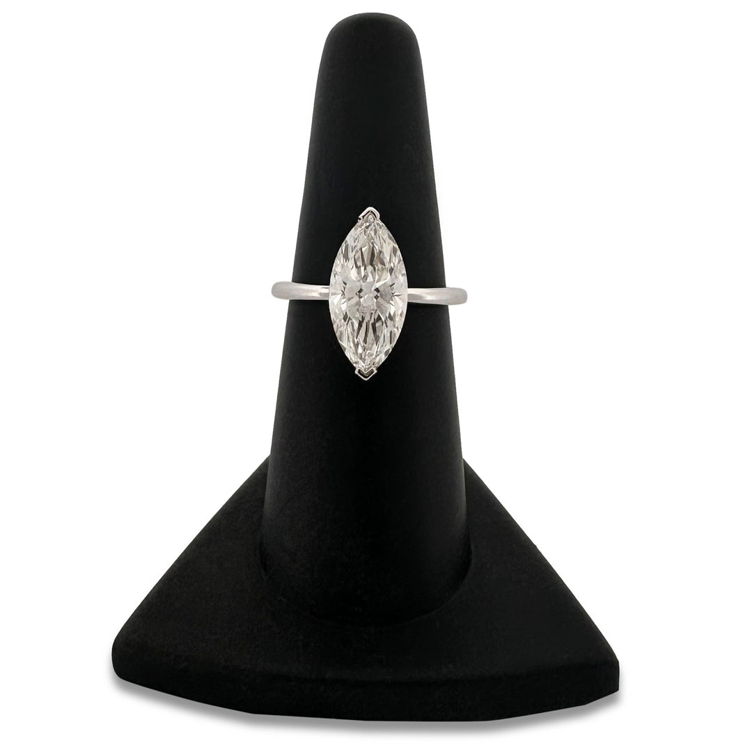 IGI Graded 3.04ct Marquise with Round Brilliant Lab-Grown Diamond Hidden Halo Engagement Ring in 14k White Gold