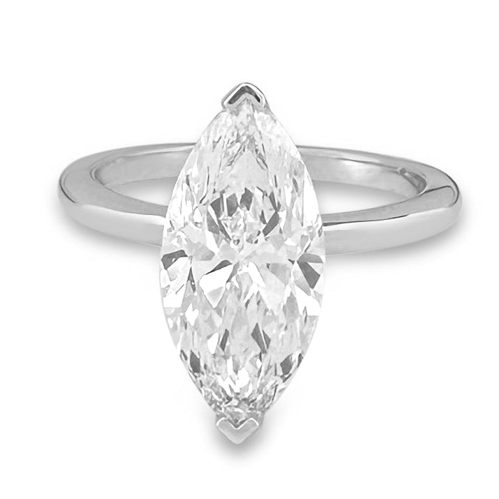 IGI Graded 3.04ct Marquise with Round Brilliant Lab-Grown Diamond Hidden Halo Engagement Ring in 14k White Gold