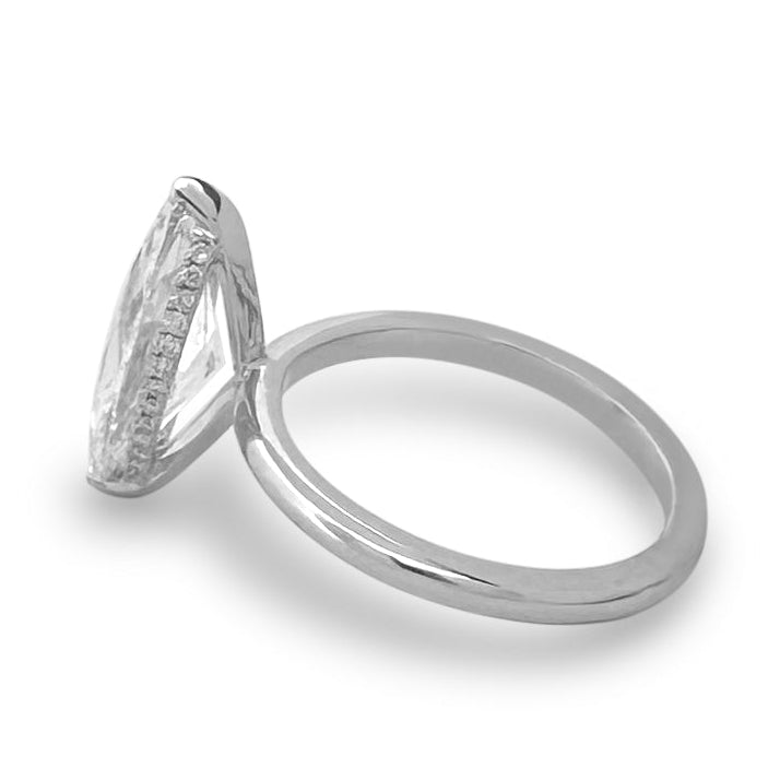 IGI Graded 3.04ct Marquise with Round Brilliant Lab-Grown Diamond Hidden Halo Engagement Ring in 14k White Gold