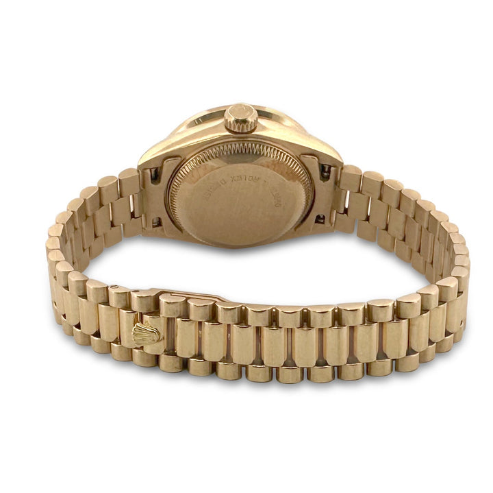 1984 Lady's Rolex Datejust "President" 26mm 18k Yellow Gold Watch with Diamond Bezel with Box