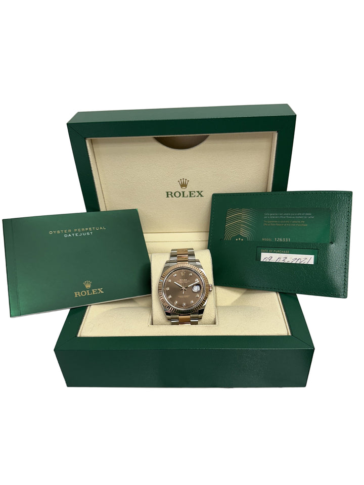 2021 Rolex Datejust 41mm Two-tone Rose Gold and Stainless Oyster Bracelet Watch with Box & Papers
