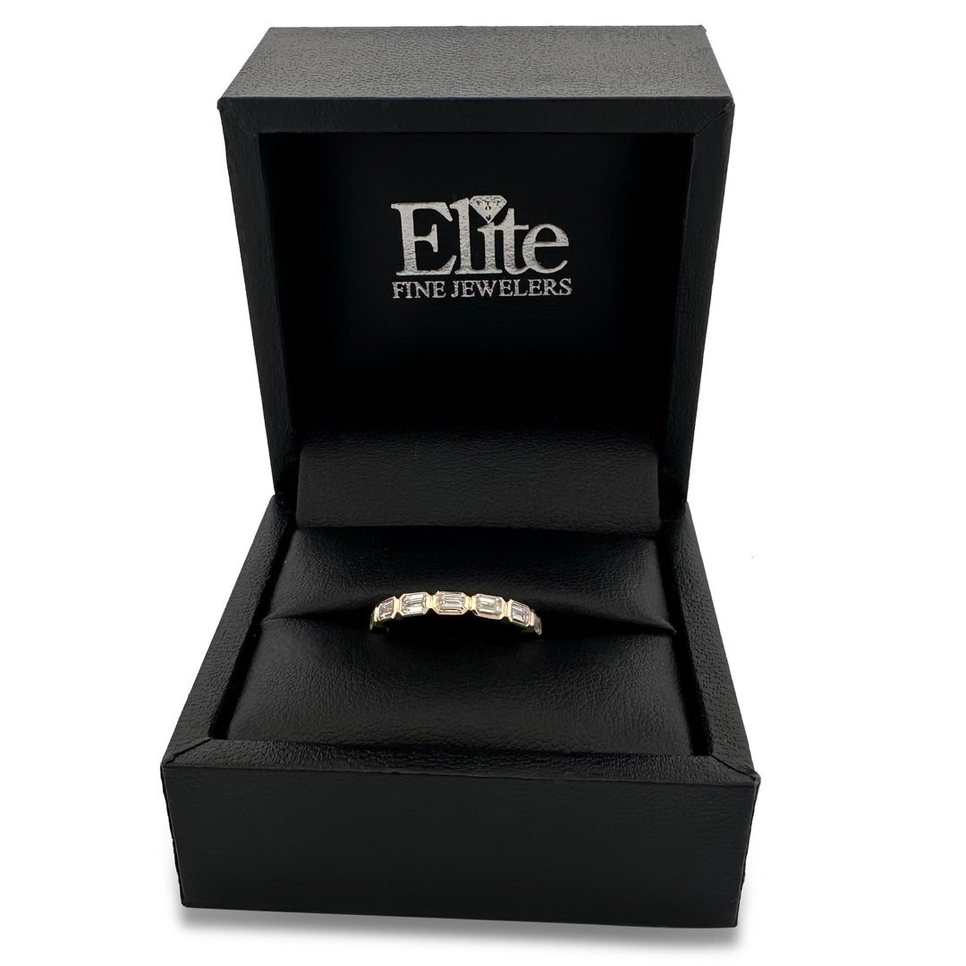 0.76ctw Emerald Cut Lab-Grown Diamond Bezel-Set East-West Stackable Band in 14k Yellow Gold