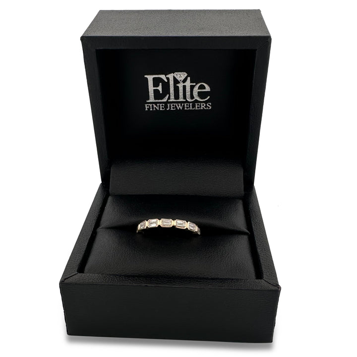 0.76ctw Emerald Cut Lab-Grown Diamond Bezel-Set East-West Stackable Band in 14k Yellow Gold