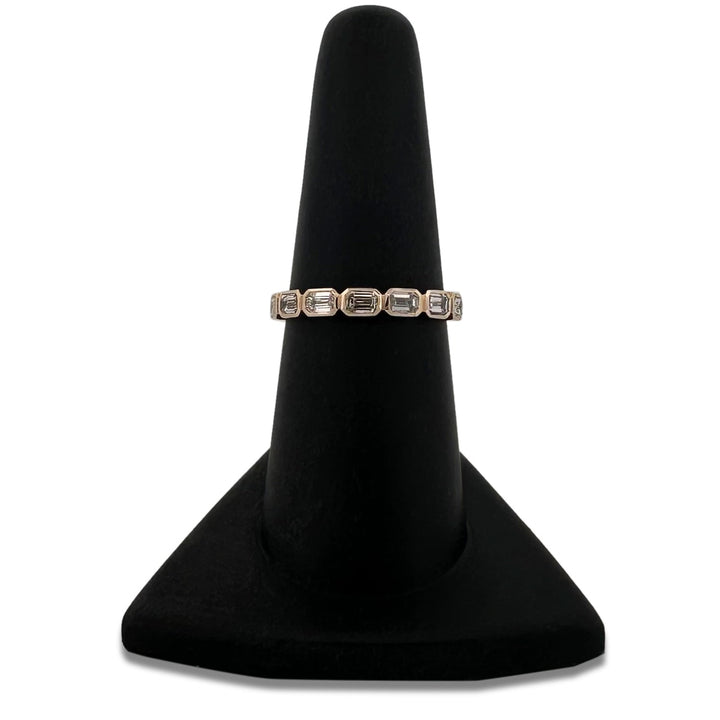 0.76ctw Emerald Cut Lab-Grown Diamond Bezel-Set East-West Stackable Band in 14k Yellow Gold