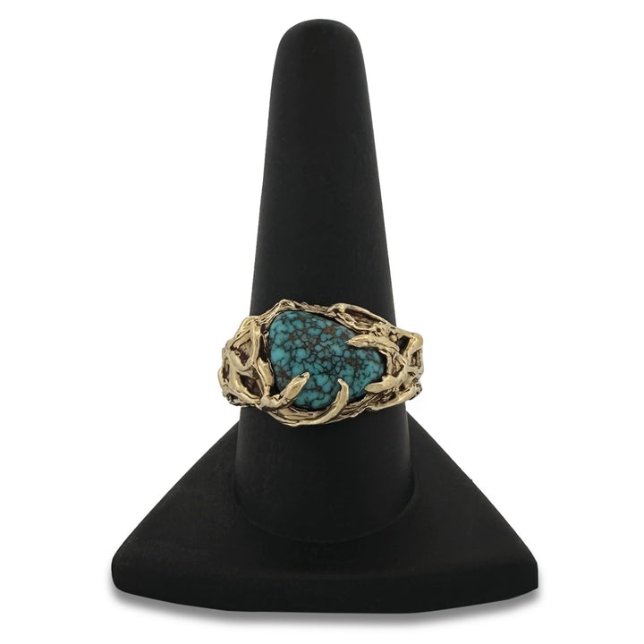 Mid-Century Southwestern Turquoise Fashion Ring in 18k Yellow Gold