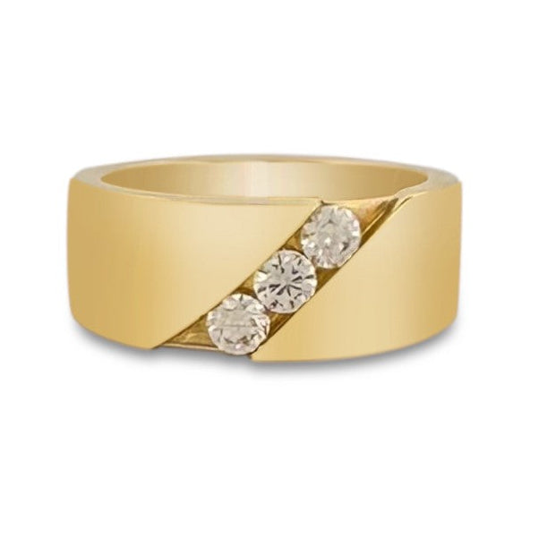 0.54ctw Round Brilliant Lab-Grown Diamond Gent's 3-Stone 14k Yellow Gold Ring