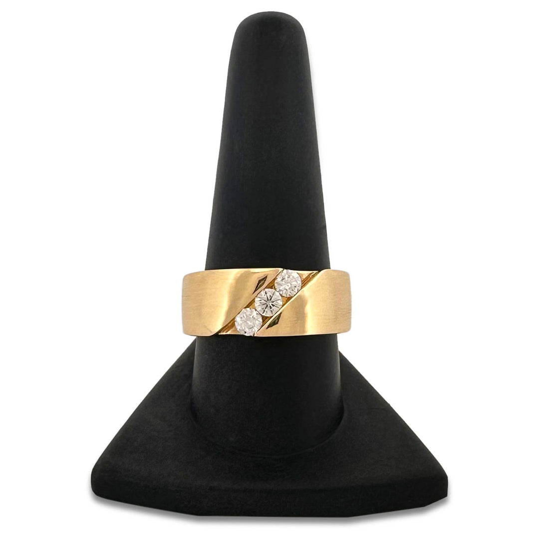 0.54ctw Round Brilliant Lab-Grown Diamond Gent's 3-Stone 14k Yellow Gold Ring
