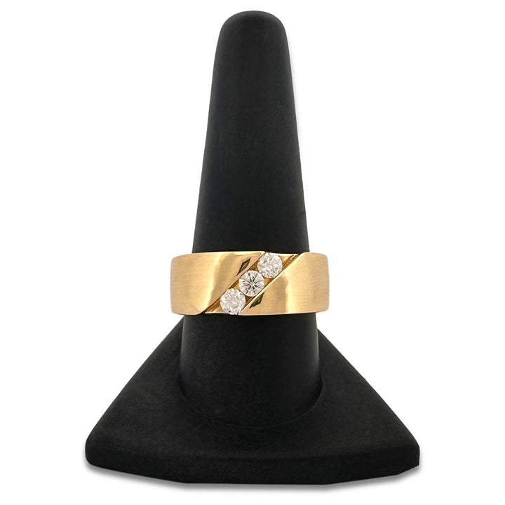 0.54ctw Round Brilliant Lab-Grown Diamond Gent's 3-Stone 14k Yellow Gold Ring