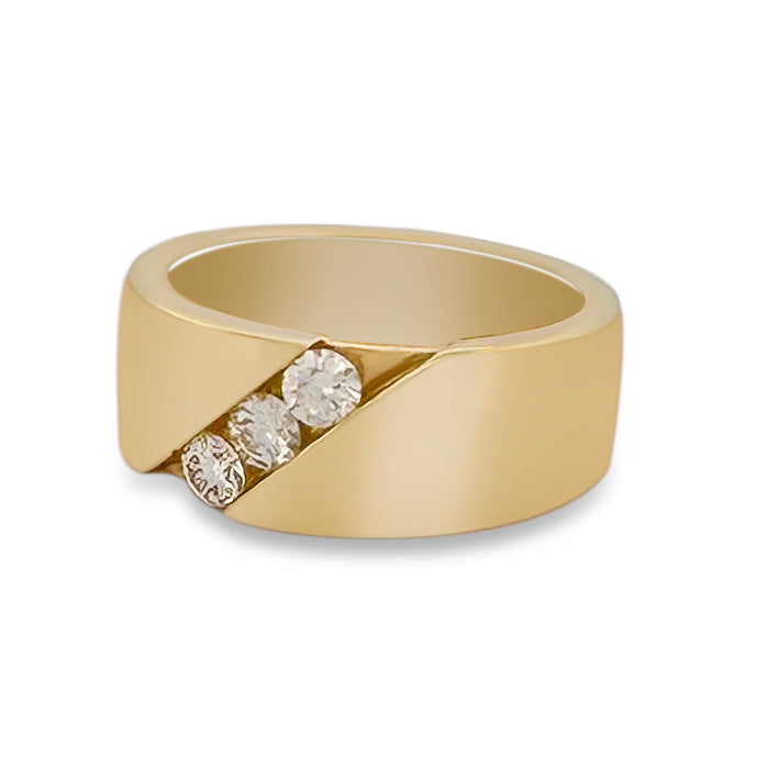0.54ctw Round Brilliant Lab-Grown Diamond Gent's 3-Stone 14k Yellow Gold Ring