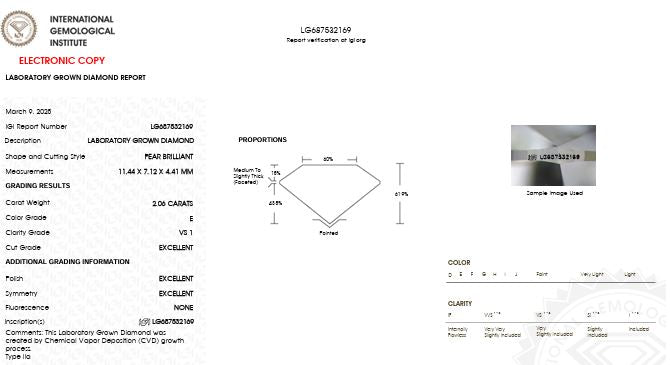 IGI Graded 2.06ct Pear with Round Brilliants Lab-Grown Diamond Engagement Ring in 14k Yellow Gold