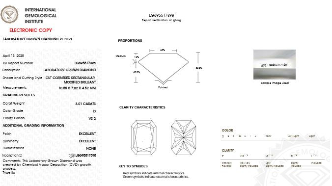 IGI Graded 3.01ct Radiant Cut Lab-Grown Diamond Solitaire Engagement Ring in 14k Yellow Gold
