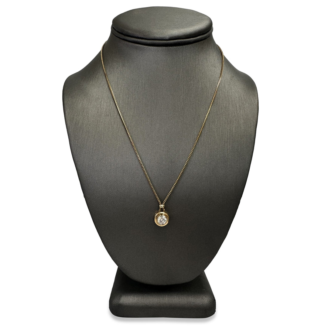 1.18ct Round Brilliant Natural Diamond Solitaire Pendant Necklace in 18k Two-tone Gold