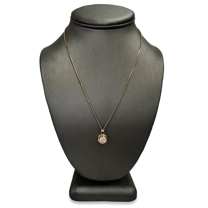 1.18ct Round Brilliant Natural Diamond Solitaire Pendant Necklace in 18k Two-tone Gold