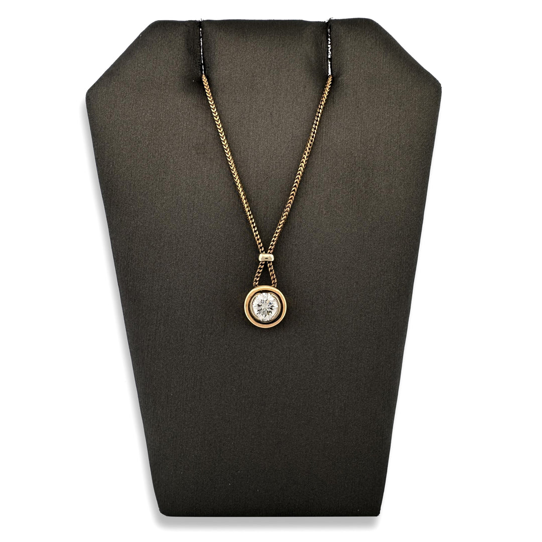 1.18ct Round Brilliant Natural Diamond Solitaire Pendant Necklace in 18k Two-tone Gold