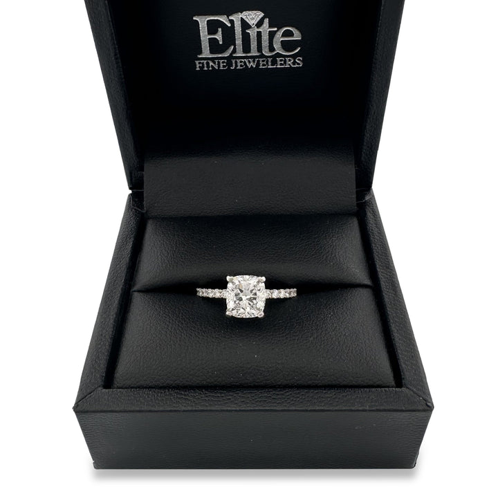 GIA Graded 2.01ct Cushion Cut & Round Brilliant Natural Diamond Engagement Ring in Platinum