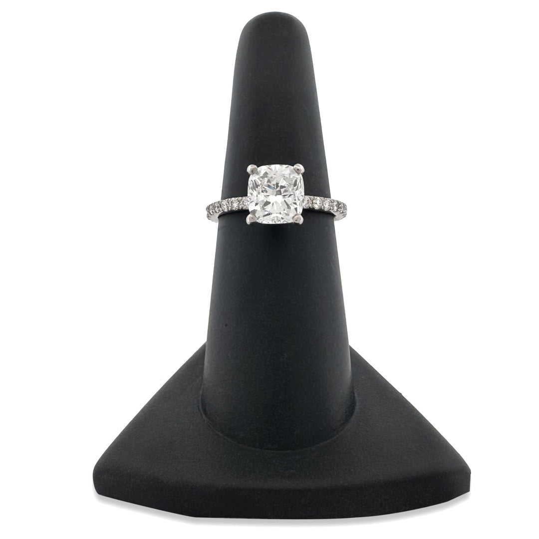 GIA Graded 2.01ct Cushion Cut & Round Brilliant Natural Diamond Engagement Ring in Platinum