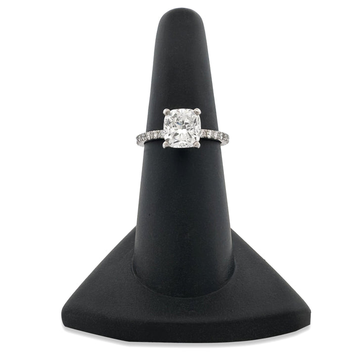 GIA Graded 2.01ct Cushion Cut & Round Brilliant Natural Diamond Engagement Ring in Platinum