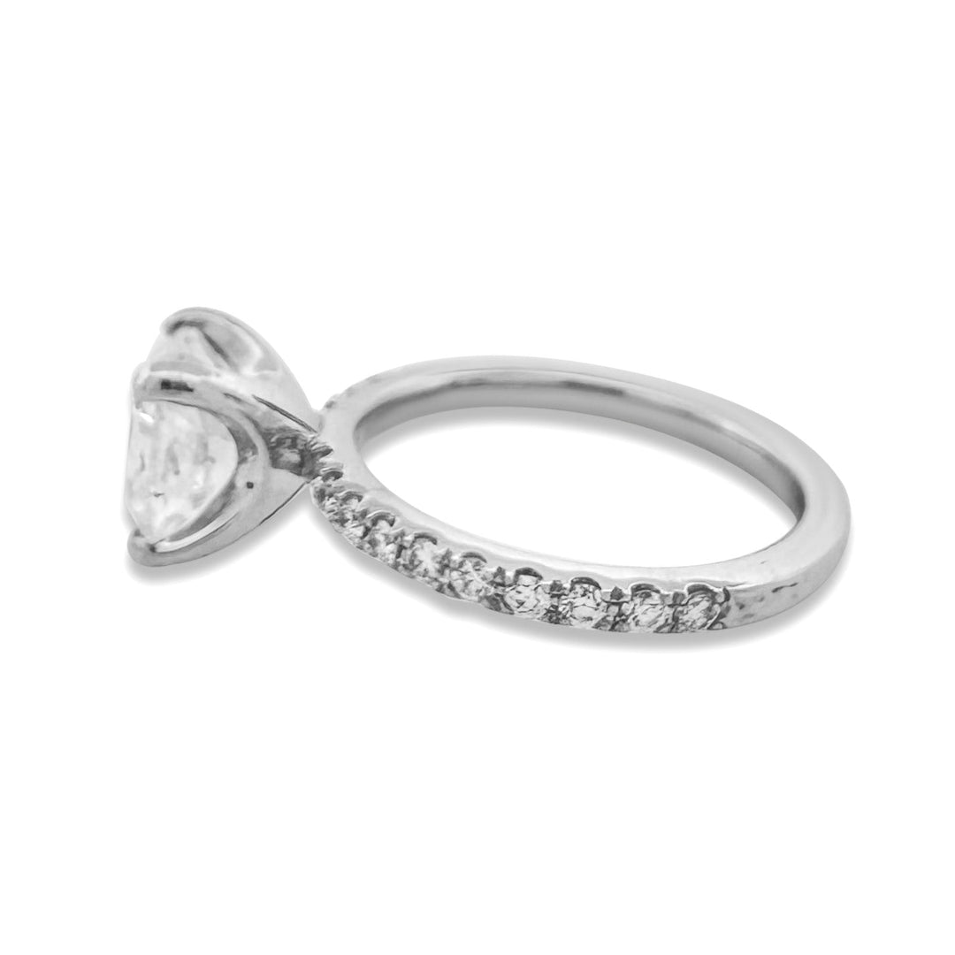 GIA Graded 2.01ct Cushion Cut & Round Brilliant Natural Diamond Engagement Ring in Platinum