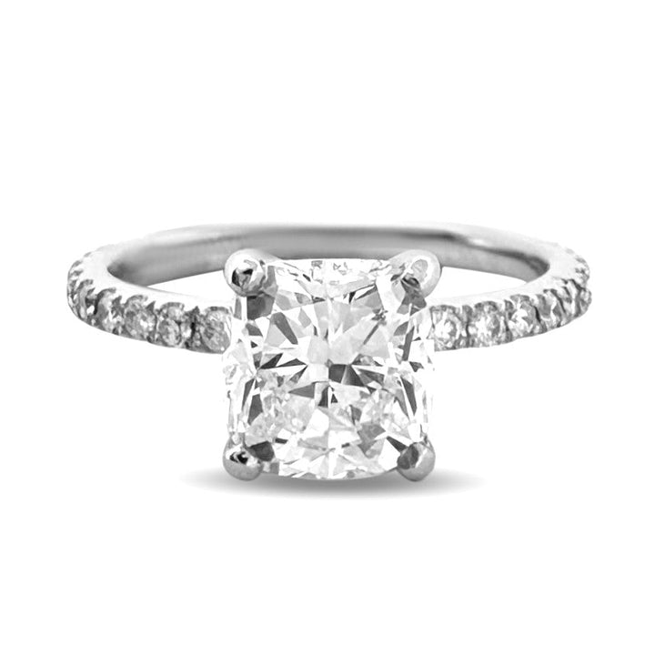 GIA Graded 2.01ct Cushion Cut & Round Brilliant Natural Diamond Engagement Ring in Platinum