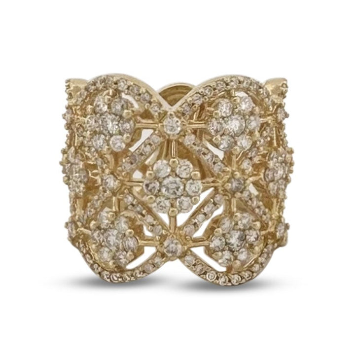 2.50ctw Round Brilliant Natural Diamond Openwork Ring in 14k Yellow Gold