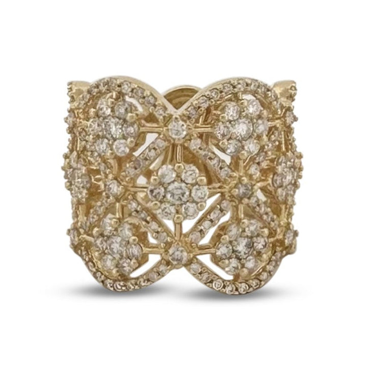 2.50ctw Round Brilliant Natural Diamond Openwork Ring in 14k Yellow Gold